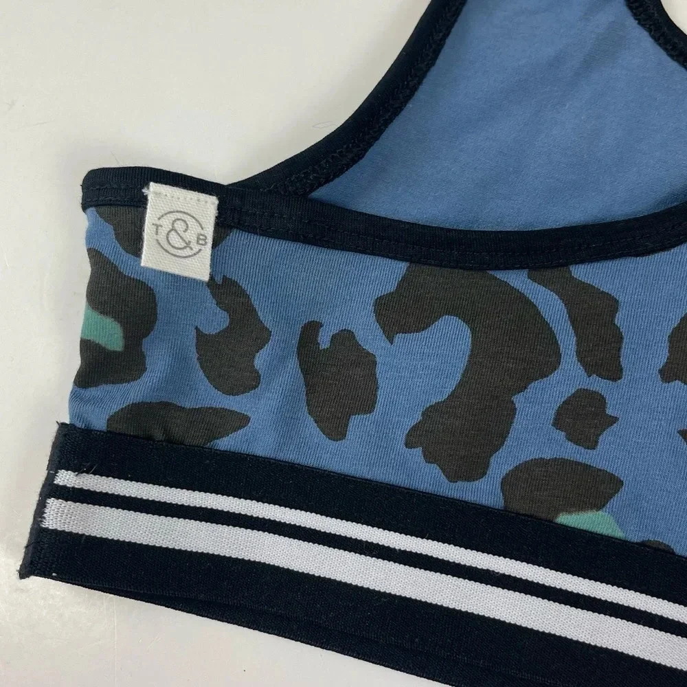 NEW Treasure & Bond Sports Bra Girls 14 / 16 Blue Animal Print Racerback NWOT